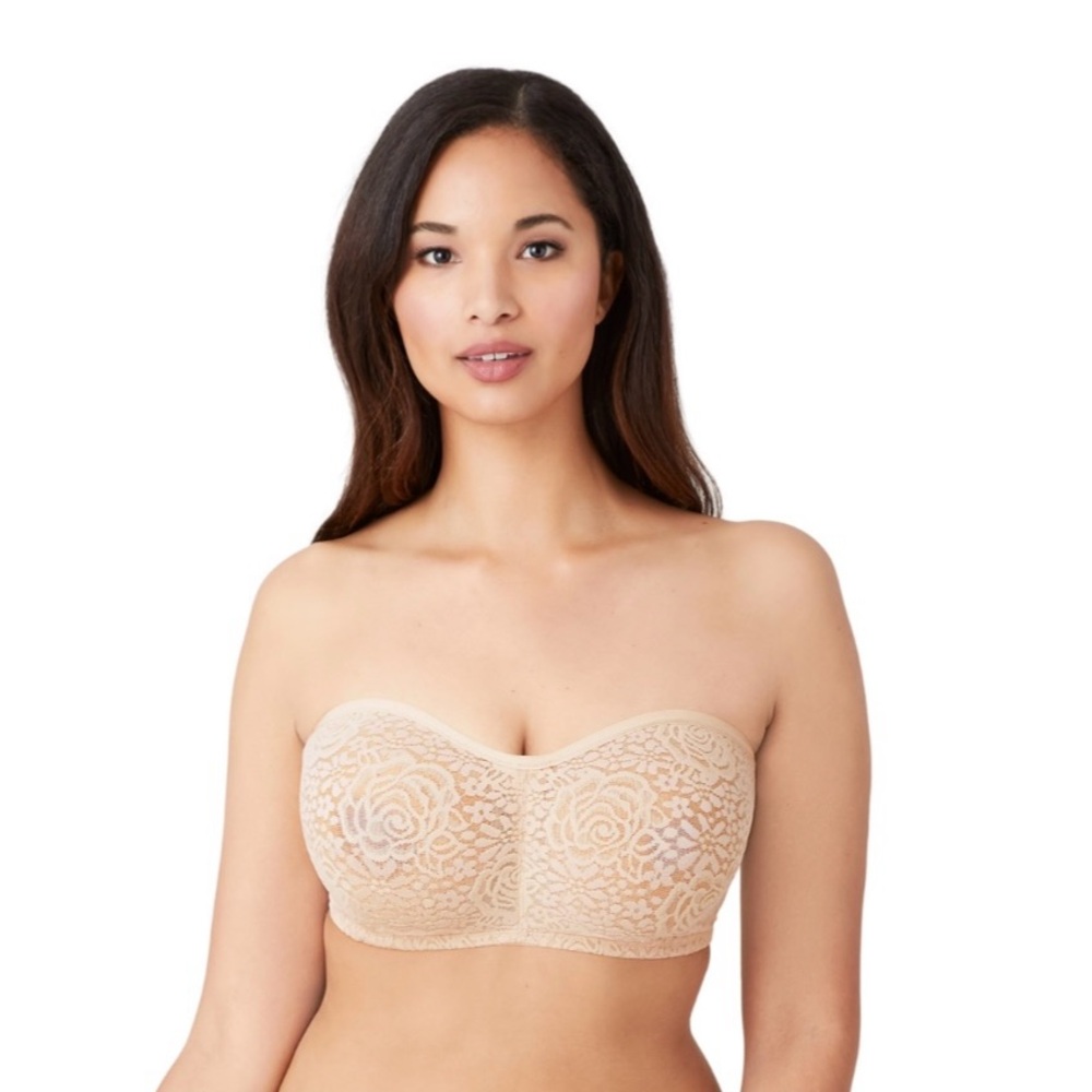 NWT Wacoal Convertible Halo Lace Nude Bra 32E Underwire. Strapless/Multi Straps